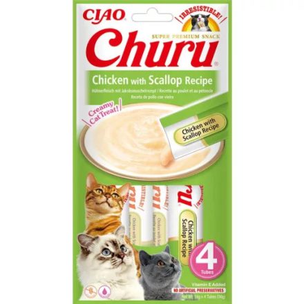 INABA CAT CHURU Püré csirke & kagyló 4×14 g